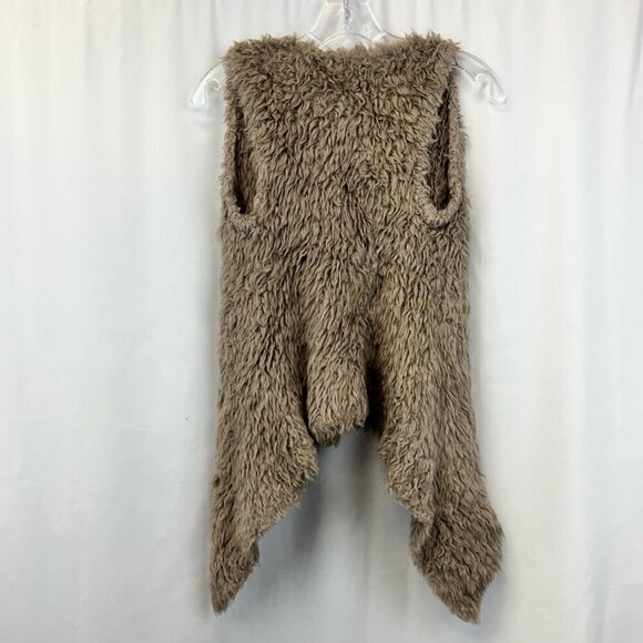 Kensie Womens Vest Brown Fur Asymmetric Hem Open Front Size XS - Picture 6 of 10